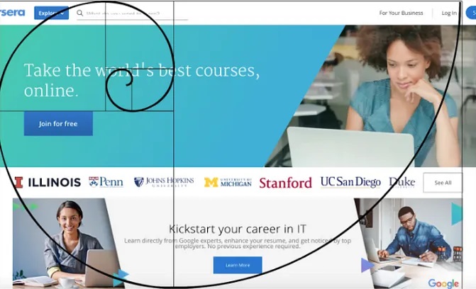 نسبت طلایی در وبسایت coursera